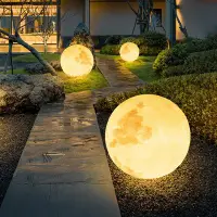 在飛比找Yahoo!奇摩拍賣優惠-戶外草坪燈太陽能防水庭院月亮地燈別墅天臺花園布置露營氛圍夜燈