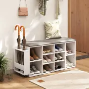 CostwayShoe Storage Bench with Umbrella Stand-White