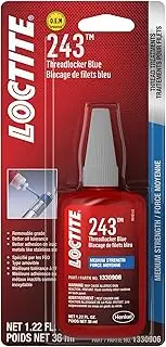 LOCTITE 243 Threadlocker for Automotive: Medium-Strength, Oil Tolerant, High-Temperature, Anaerobic, General Purpose | Blue, 36 ml Red Tube
