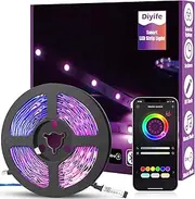 Smart LED Light Strip, [Timer Function] Diyife 6m/19.7ft LED Strip Lights with Bluetooth, 5050 RGB LED Light, 16 Million Colors Changing, App Control, Music Sync, for Home, TV, Christmas, Halloween