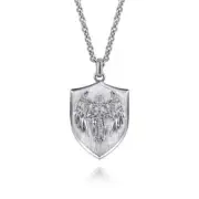 Sterling Silver 22" Solid St. Michael Tag Pendant