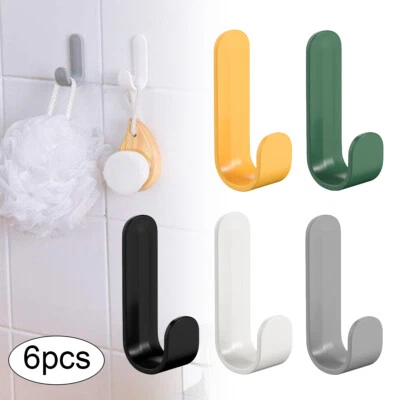 6x Strong Self Adhesive Hooks Set Sticky Stick on Wall Hanger Hook Home Kitchen