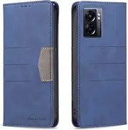 Compatible with Oppo Find X5 Pro 5G Case,Compatible with Oppo Find X5 Pro 5G Magnetic Closure Vintage Folio PU Leather Purse Wallet Case Blue