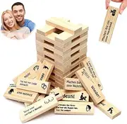 Gohytal Couples Games Wooden Tumbling Tower, 48Pcs Super Naughty Block Tower Game, Wooden Stacking Game, Indoor Party Fun, Truth or Dare Date Night Activity Grown Ups Night Party Valentine's Day