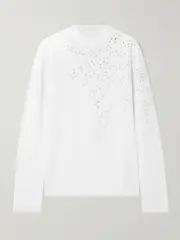 [Dries Van Noten] Dries Van Noten - Broderie Anglaise Cotton-jersey T-shirt - White - small small White