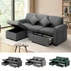 Oikiture Sofa Lounge Ottoman Modular Couch 3 Seater Chaise Drawers Fabric/Velvet