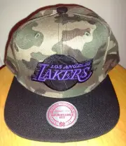 LeBron James Kobe Bryant Hat Natural Camo Mitchell & Ness LA Lakers Snapback Cap