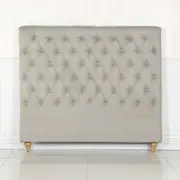 Bed Head Queen King Double Size French Provincial Headboard Upholsterd Fabric in Beige colour