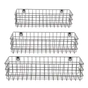 Black Wall Mounted Wire Baskets, Hanging Organizers for Kitchen Storage, Asso...