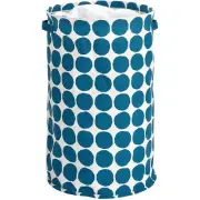 iDesign Dot Fabric Round Storage Bin With Side Handles, Blue, 15x15x24 Inches