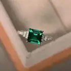 Natural Green Emerald 2CT Princess Cut Engagement Ring 14K White Gold Plated