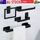 Matt Black Square SUS304 Hand Towel Hook Wall Mount Roll Holder Rack Bar Rail AU
