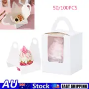 50/100PCS Single Cupcake Boxes Window Face Cup Cake Display Box Muffin Case AU