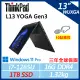 【ThinkPad】L13 Yoga Gen3 13吋翻轉觸控 (i7-1265U/16G/1TB/W11P/三年保)