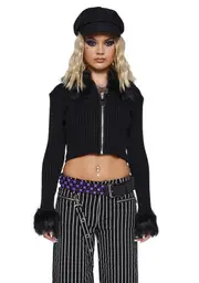 [The Grave Girls] Imaginary Joy Cropped Cardigan - Black