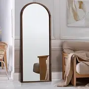 Oikiture Full Length Mirror 180 x 70cm Full Body Standing Mirror Floor Mirror for Bedroom and Living Room, Walnut