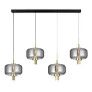 Kotovo 4 Light Matt Black Smoke Glass Bar Pendant