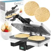 Krumkake Baker By Cucina Pro - 100% Non Stick, Makes Two Krumkake Pizzelle-Li...