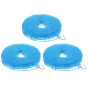 Portable Clothesline, 26.25ft Nylon Windproof Non-Slip Washing Line, Blue 3Pcs