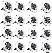 Outdoor Solar Powered LED Buried Inground Recessed Light Garden Ground Lights, Waterproof Landscape Lights for Pathway, Yard, Deck, Lawn, Patio, Walkway | Warm White | Cool White (Cool White, 16)