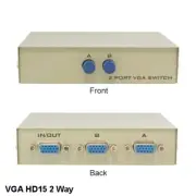 Kentek VGA HD15 2 Way Data Transfer Switch Box Button PC MAC Display Monitor
