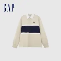 在飛比找momo購物網優惠-【GAP】男裝 Logo純棉印花長袖POLO衫-淺卡其(88