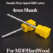 CNC Tungsten Steel 4mm Shank Double Flute Spiral Mill Cutter For MDF/HardWood