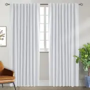 White Curtains for Bedroom - 84 Inch Rod 70"W x 84"L (Pack of 2) Greyish White