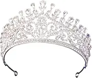 [WIOJEIGO] Women's Crystal Wedding Tiara Crown Princess Rhinestone Headbands for Prom Birthday Party, One Size, Crystal, Crystal