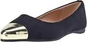[Damara] Womens Metalic Pointed Toe Slip-on Suede Flat Shoes