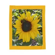 Sunflower With Bee Velveteen Plush Blanket Bright & Cheerful 3 Sizes