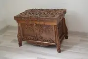 Tree of Life Wooden Chest Toy Storage Box Trunk Table Hand Carved Walnut Wood