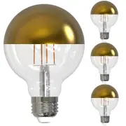 4Pack LED Round Half Gold Globe Light Bulb G25, 2700K, 4.5W(40W), E26, 350LM