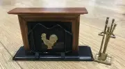 Dolls House Brass Effect Fireplace Tool Set, Fire Guard & Fireplace
