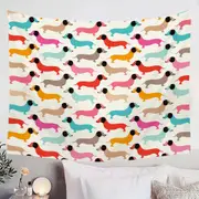 Colorful Dachshund Pattern Tapestry