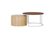Ellisha Round Nesting Coffee Table with Steel Legs - Natural