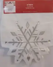 NEW Christmas Table Runner White and Silver With Snowflake on Ends 90" L x 13" W
