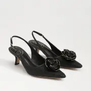 NWB SAM EDELMAN BIANKA FLORA BLACK SLINGBACK PUMP 7.5