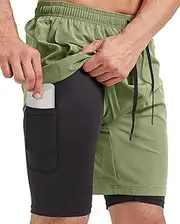 [sponeed] Men's 2-in-1 Athletic Running Shorts 7" Dry Fit Workout Gym Outdoor Sports Wear with Multiple Pockets Training Short