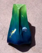 Tuna & Shark hand painted and carved from Palm tree frond beach animal art