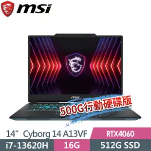 msi Cyborg 14 A13VF-026TW(i7-13620H/16G/512G SSD/RTX4060-8G/14FHD+/Win11)電競筆電