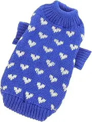JOINPAYA Dog Knitted Sweater with Heart Pattern Valentine's Day Outfit for Breeds Warm Breathable Pet Clothes Stylish Collar Design for Parties Daily Wear