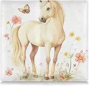 [Amooorous] Cartoon Cute Horse FLOWER and white Butterfly Pu Leather Toursuit car registration and insurance card holder Auto Truck Comparment Accessories Case for Cards, Essential Document Driver License,