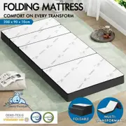 STARRY EUCALYPT Folding Mattress Mesh Bamboo Fabric Foldable Lounge King Single
