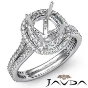 Diamond Engagement Halo Ring Cushion Semi Mount 1.55Ct Platinum 950 Split Shank