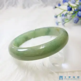 【文華珠寶】綠帶蜜糖黃翡翠玉鐲 手圍18.5圍(翡翠玉鐲)