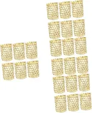 30 Pcs Bamboo Cup Sleeves Glass Vases Decor for Home Hydroponic Vase Woven Vase Cover Vase Kit Cup Sleeves Household Shield Bamboo Gold Accent Decor Woven Cover for Vase(As Shownx4pcs,6.5X5.5X5.5CMx4p