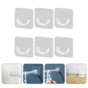 6 Pcs Hooks Rod Nail-Free Pole Bracket Wall Mounted Clothes