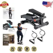Dark Gray Mini Stepper with Adjustable Resistance Bands - Home Gym Essential