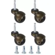 2 Inch Ball Caster Wheels, Set of 4 Stem Caster with Sockets, Bronze Tone